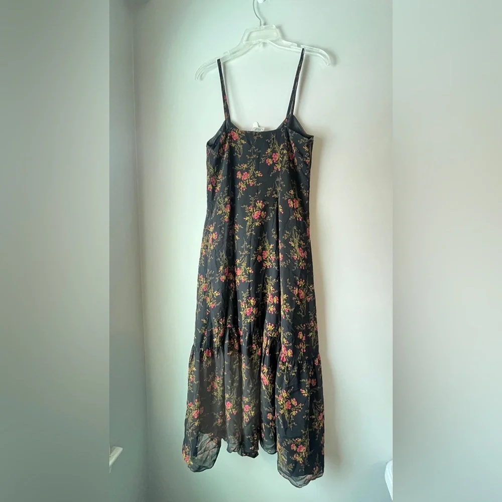 Vintage Laura Ashley Silk Floral Spaghetti Strap Tiered Maxi Dress - Picture 3 of 11